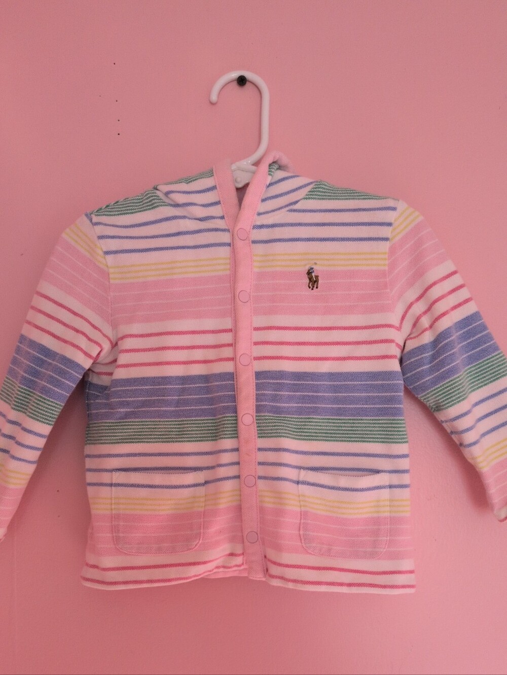 Polo Ralph Lauren Colorful Striped Reversible Buttoned Hooded Jacket | Pink